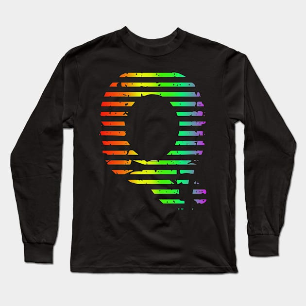 Q Letter Rainbow Paint Gift Idea Long Sleeve T-Shirt by Macphisto Shirts